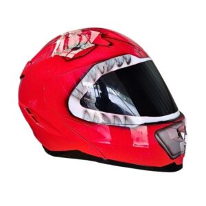 red shark style custom handmade motorcycle helmet right side