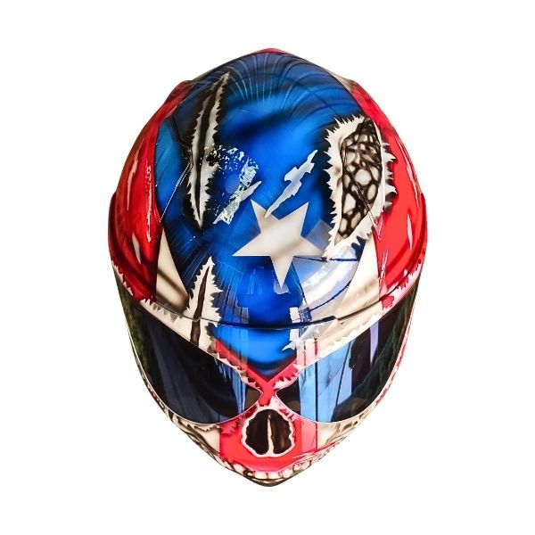 6_American-flag-helmet u pueto rico flag style custom handmade motorcycle helmet top side