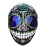 sugar skull with ear phone style custom handmade motocycle helmet