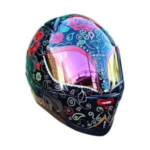 flower cat eye style custom handmade motorcycle helmet right side