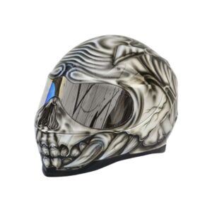 all black ghost style custom handmade motorcycle helmet left side