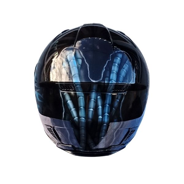 6_Black-white-super-ghost b super black custom handmade motorcycle helmet back side