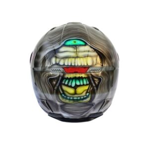 Grey ghost style custom handmade motocycle helmet back side