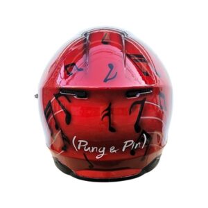 red skull with oakley glasses custom handmade helmet back side