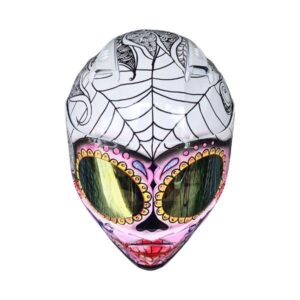 pinky face sugar skull style custom handmade motorcycle helmet top side