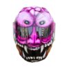 blue flower sugar skull piky kabuki style custom handmade motocycle helmet