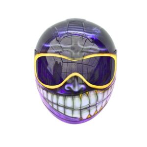 purple smiley with oakley grasses custom handmade motorcycle helmet