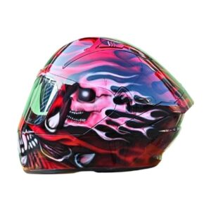 red ghost skull custom handmade motorcycle helmet left side