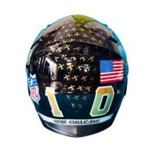 saints amecican football style custom handmade motorcycle helmet back side