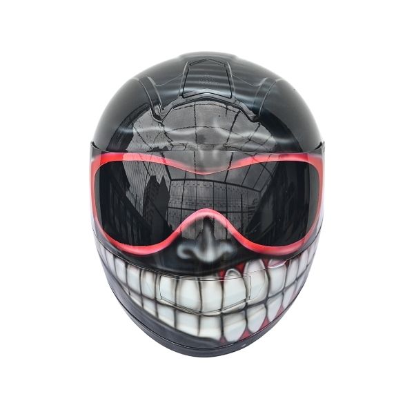 6_White-teeth-helmet l black smiley with oakley glasses style custom handmade motocycle helmet