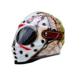 hannibal style custom handmade motocycle helmet left side