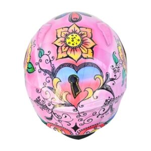pinky sugar skull with teeth style custom handmade motorcycle helmet top side