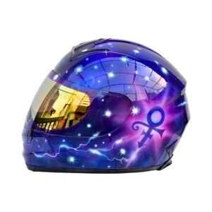 purple star custom handmade motocycle helmet left side