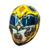 yellow robot style custom handmade motorcycle helmet